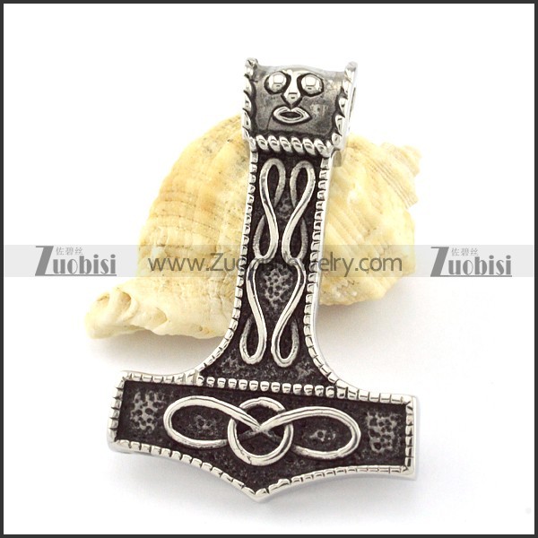 Vintage Stainless Steel Hammer of Thor Pendant -p000852