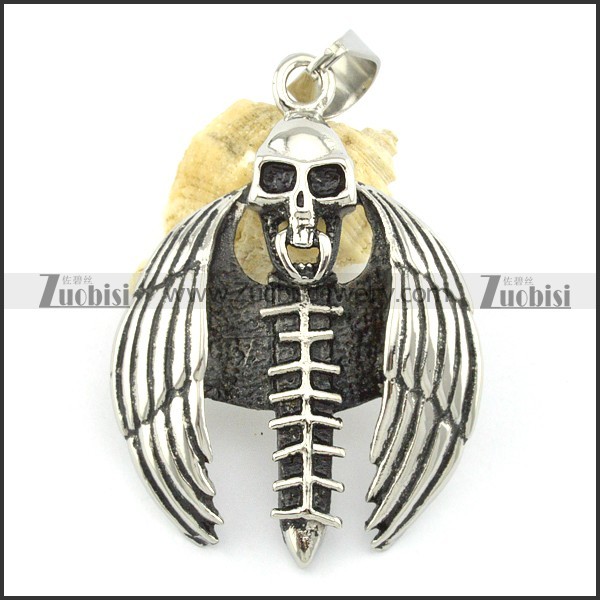stainless steel skull pendant p001313