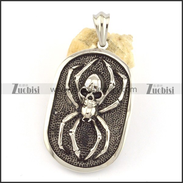 big spider dog tag pendant with skull head p001558