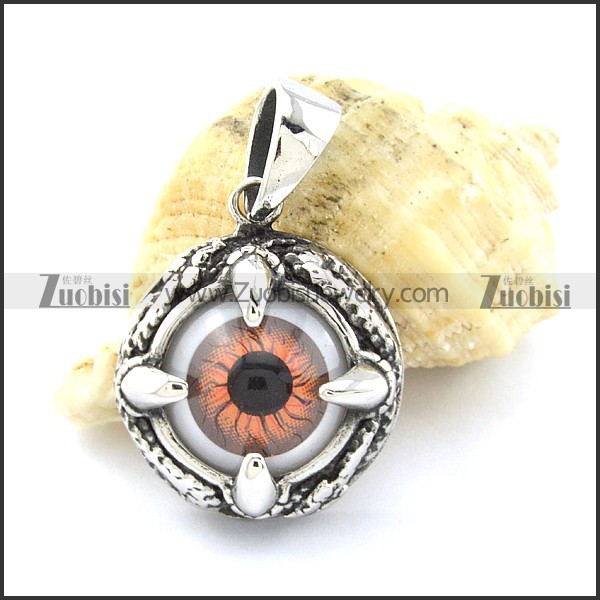 Orange Evil Eye Claw Pendant -p001127