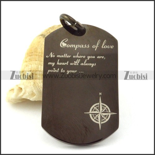 Hot Selling Noncorrosive Steel dog tag pendant with black plated -p001218