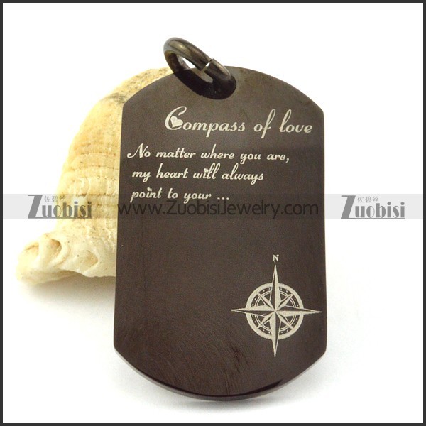 Hot Selling Noncorrosive Steel dog tag pendant with black plated -p001218