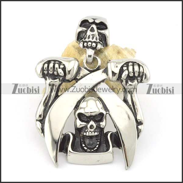 horrible devil pendant with 2 sword p001522
