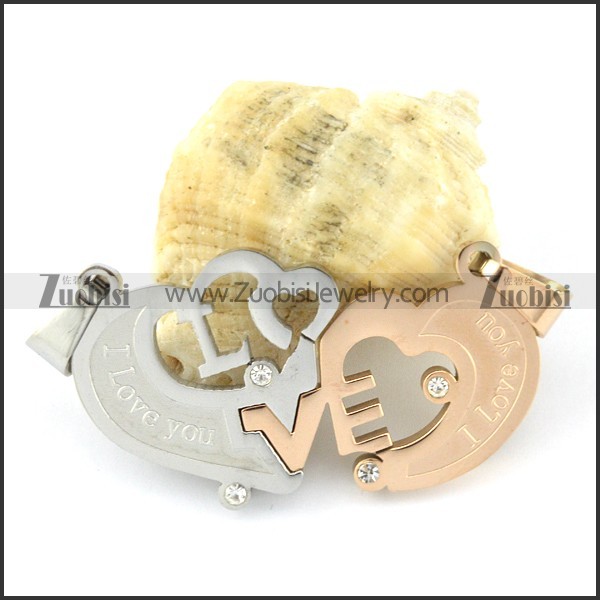 functional 316L Steel Heart Couples Pendants -p000945