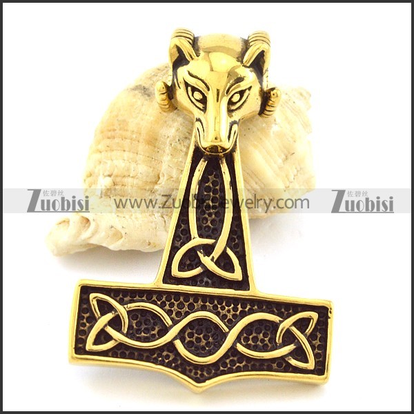 48mm Long Steel Sheep Head Hammer Pendant -p001097