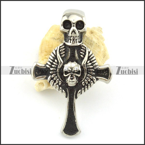 stainless steel skull pendant p001318