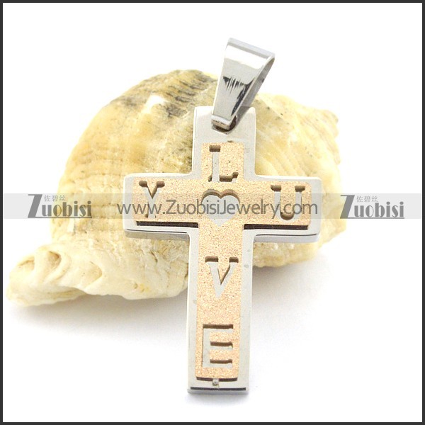 rosy gold love cross pendant p001375