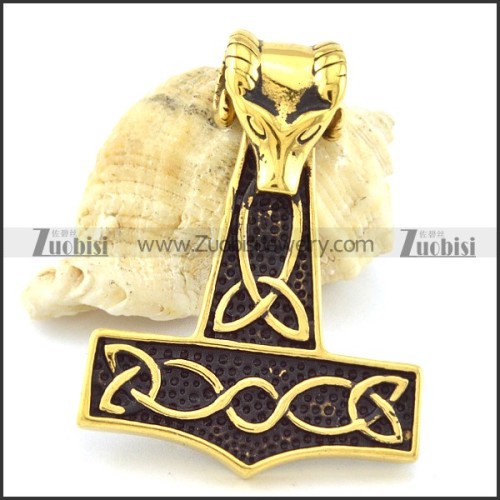 Black Gold Steel Sheep Head Hammer Pendant -p001095