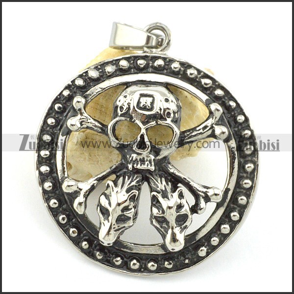 stainless steel skull pendant p001311