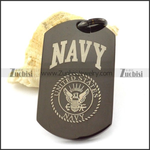 Hot Selling 316L Steel dog tag pendant with black plated -p001221