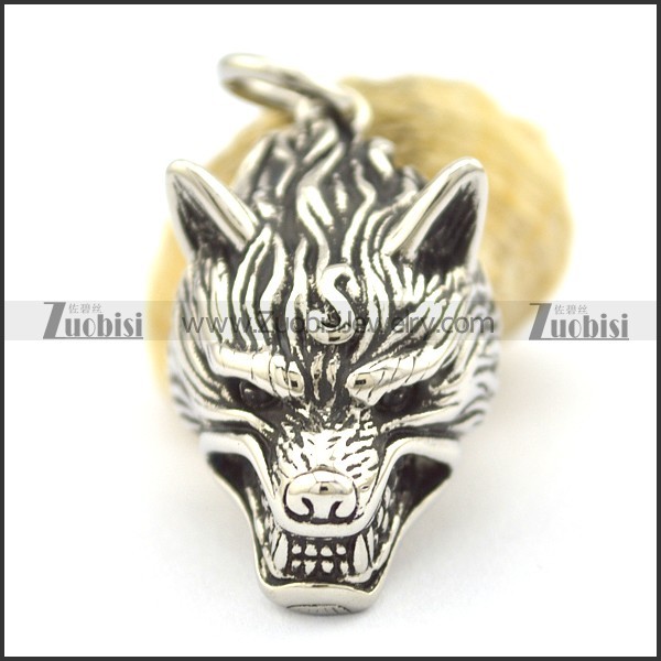 Stainless Steel Wolf Head Pendant p001988
