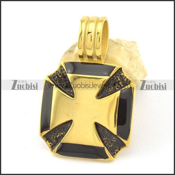 gold stainless steel iron cross pendant p001612