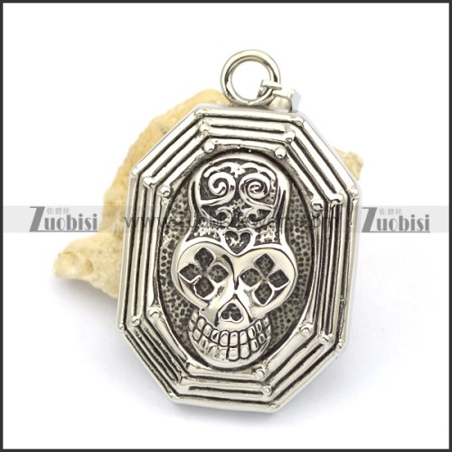 octagon skull pendant p001715
