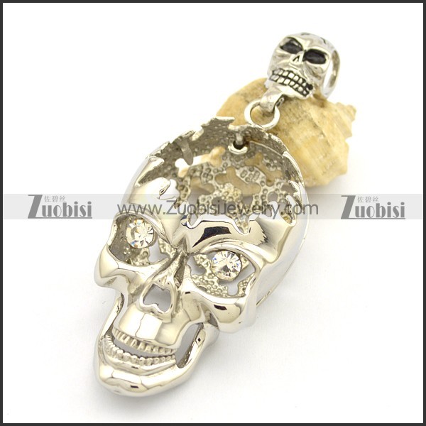 Large Hollow Skulls Pendant without Zircon p002265