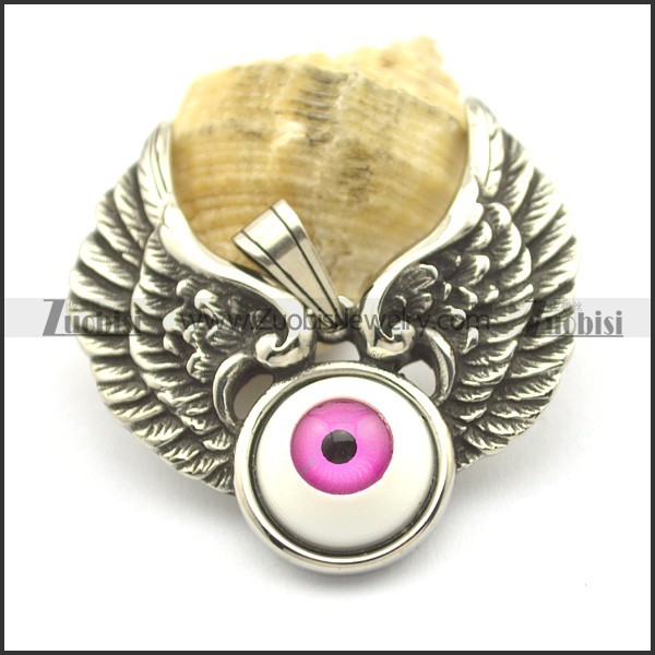 Big Violet Eyeball Angel Wing Pendant p002193