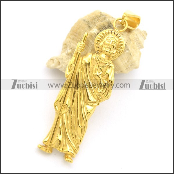 Gold San Juditas Pendant in Stainless Steel p002197