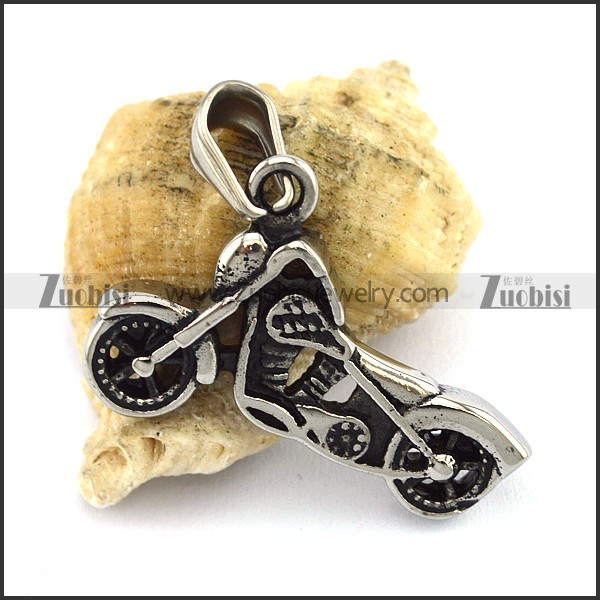 3D Motorbike Pendant in Stainless Steel p002576