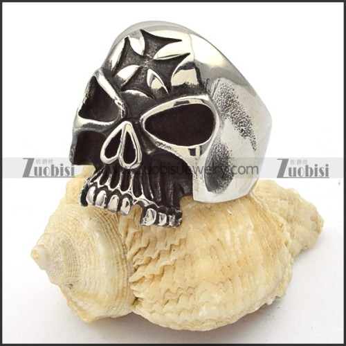 World War Second Iron Cross Skull Ring in Stainless Steel -r000354