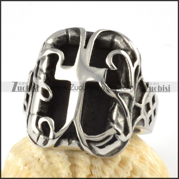 Stainless Steel Cross Ring - r000068