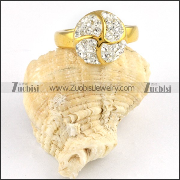 Stainless Steel Crystal Windmill Ring - r000247