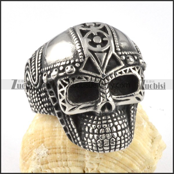 Army Skull Ring in Stainless Steel - r000057