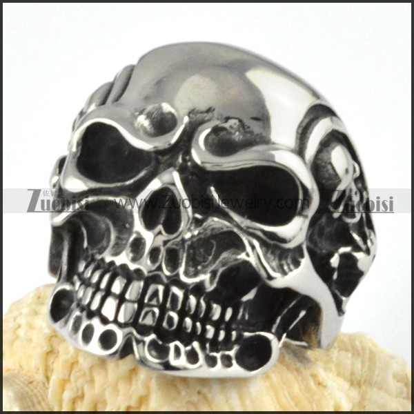 Big Stainless Steel Skull Maid Ring - r000091