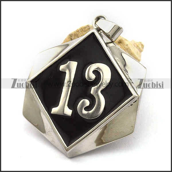 13 Biker Pendant in Red Epoxy Stainless Steel p002544