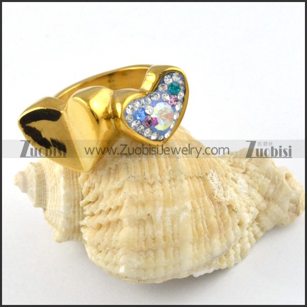 Stainless Steel Heart Linked Heart Ring - r000251