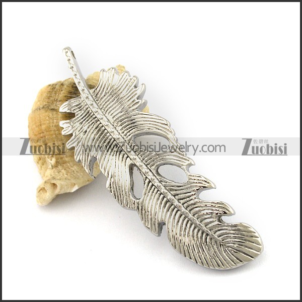 Silver Feather Steel Pendant p002822