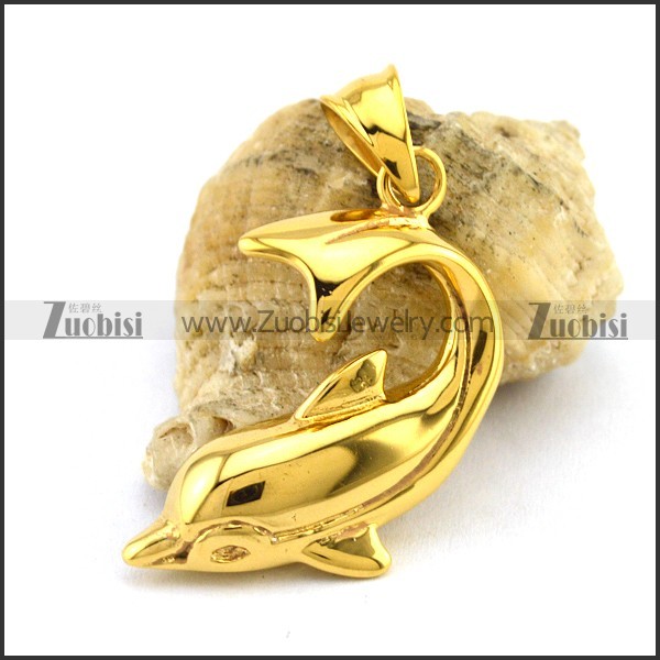 Yellow Gold Dolphin Pendant p002808