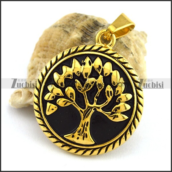 Vintage Gold Plated Oak Pendant p002547