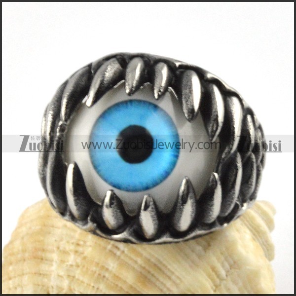 Stainless Steel Blue Wonder Eyes Ring - r000066
