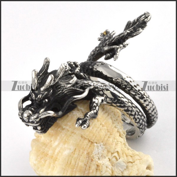 Antique Style Dragon Ring in Stainless Steel - r000055