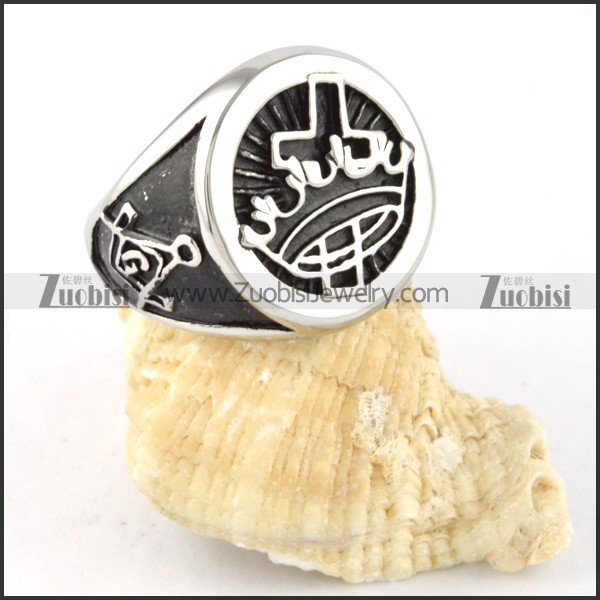 Stainless Steel Cross Ring - r000314