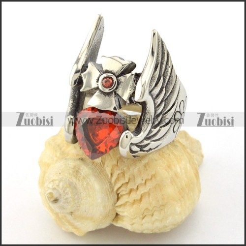clear red zircon flying angel wing ring r001133