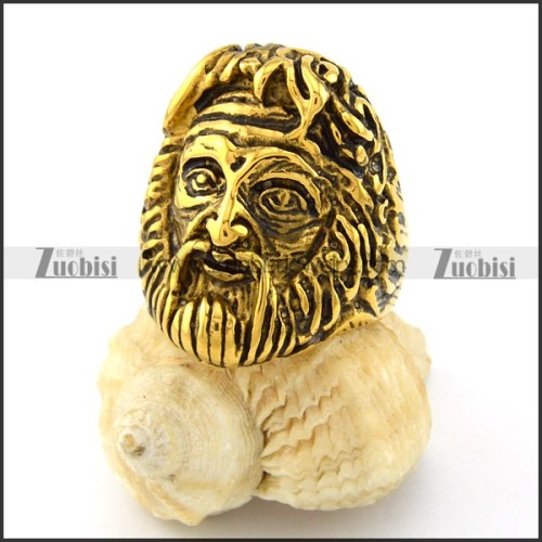 stainless steel ring for men in gold plating with shaped of famous person -r001084
