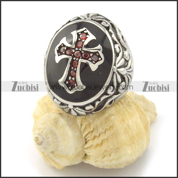 hot welcomed cross ring with red rhinestone r001146
