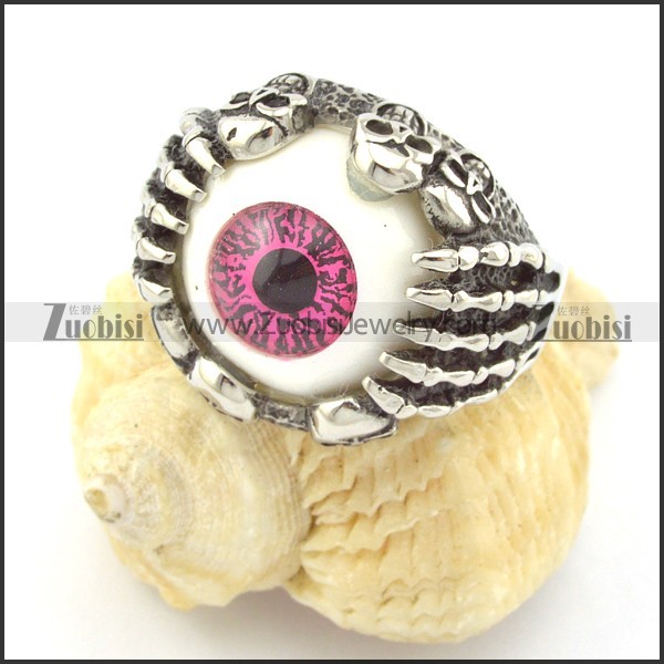 Amethyst Eyeball Skull Ring r001301