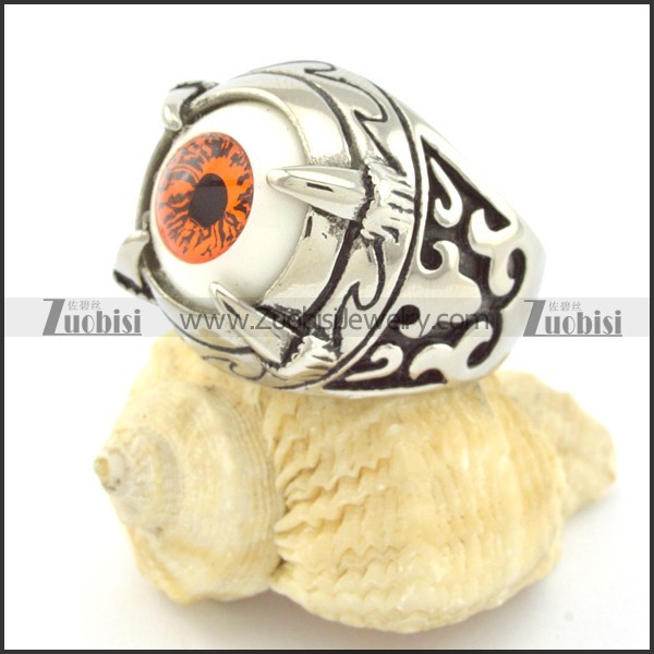Orange Stainless Steel Eyeball Ring r001298