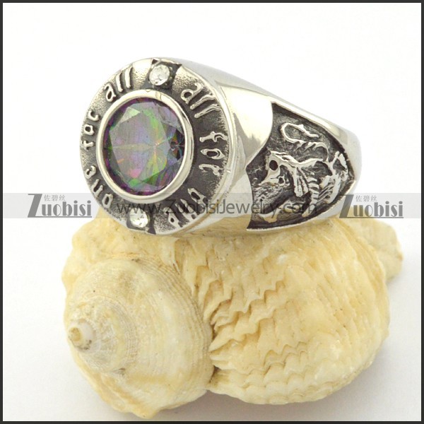 ALL FOR ONE ring with imitation fancy coloured diamond r001157