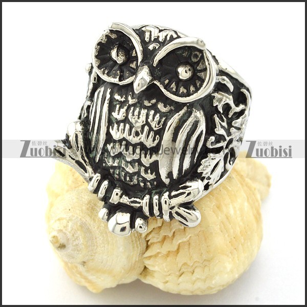 Animal Jewelry with Shaped of Owl Ring in Stainless Steel -r000975