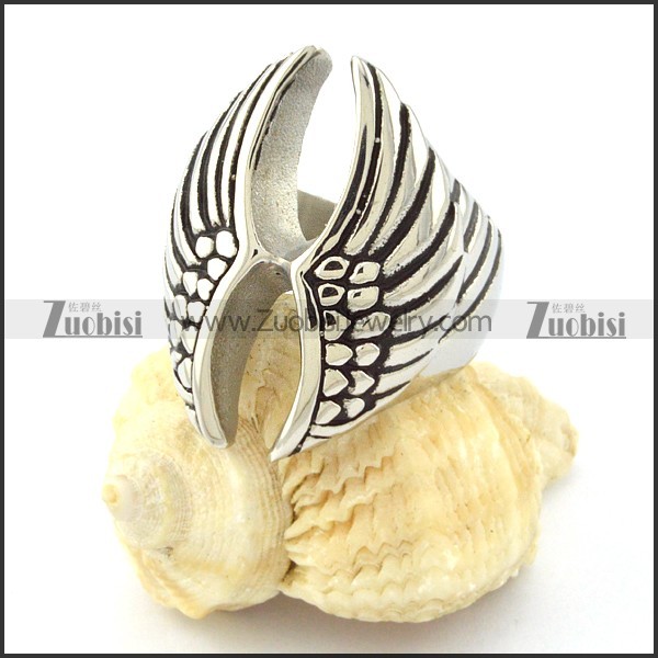 Double Wing Stainless Steel Rings -r000643