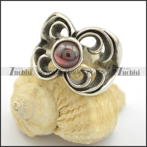 round red cat eye stone flower ring r001730