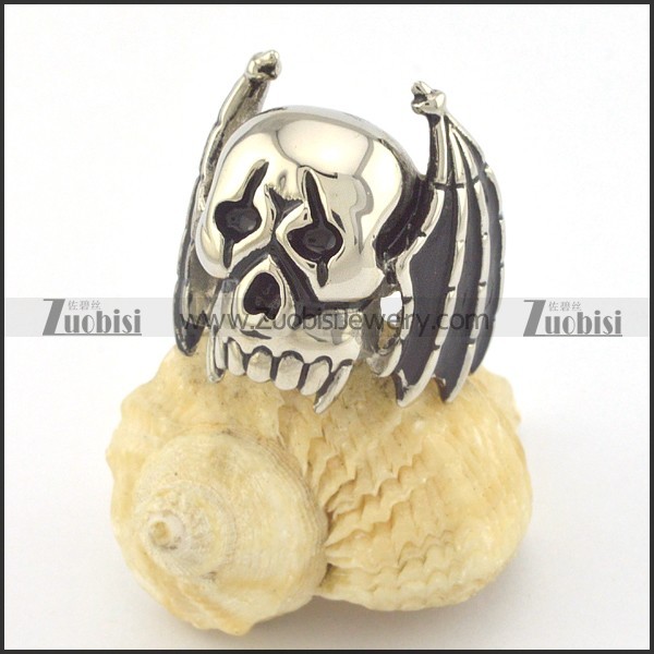 bat skull rings with 2 wings r001333