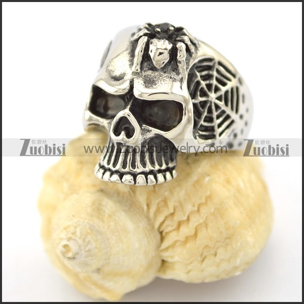 spider net skull ring r001574
