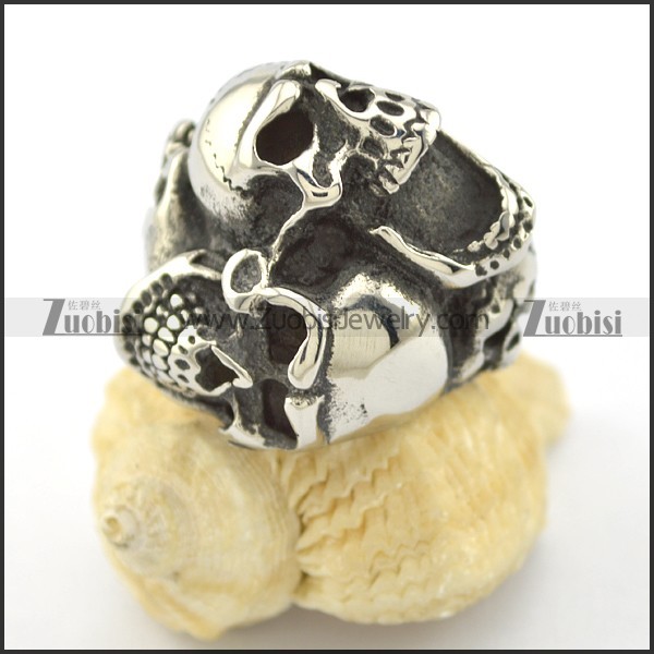 vintage two-headed skull ring r001586