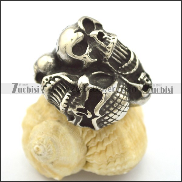 two headed skull rings r002111