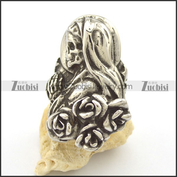47mm big female rose skull mother ring r002039