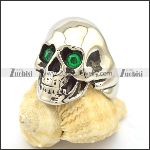 clear green facted rhinestone skull ring r001978