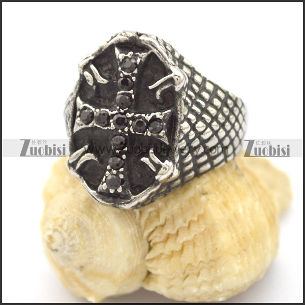 casting cross ring with cross shaped rhinestones r002125